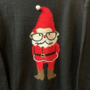 Gnome sweater cowboy Santa sz 2xl  black white. Striped back
